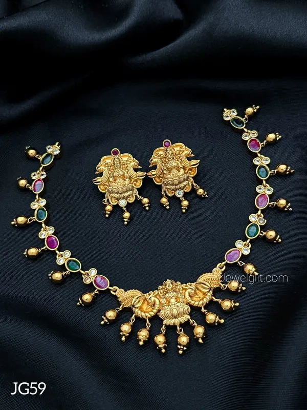 Multi_Colour_Matte_Finish_Temple_Necklace_Set