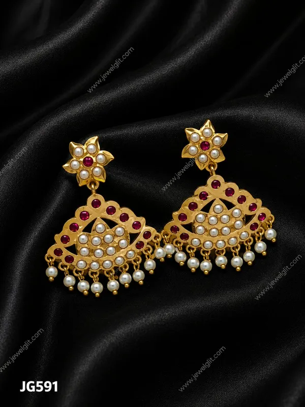 Classic_Ruby_Stone_Pearl_Hanging_Earrings