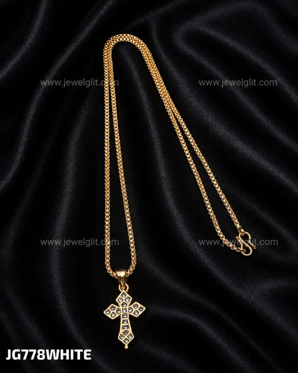 Gold_Plated_CZ_Stone_Cross_Pendant_Necklace_Box_Chain_for_Women_&_Girls