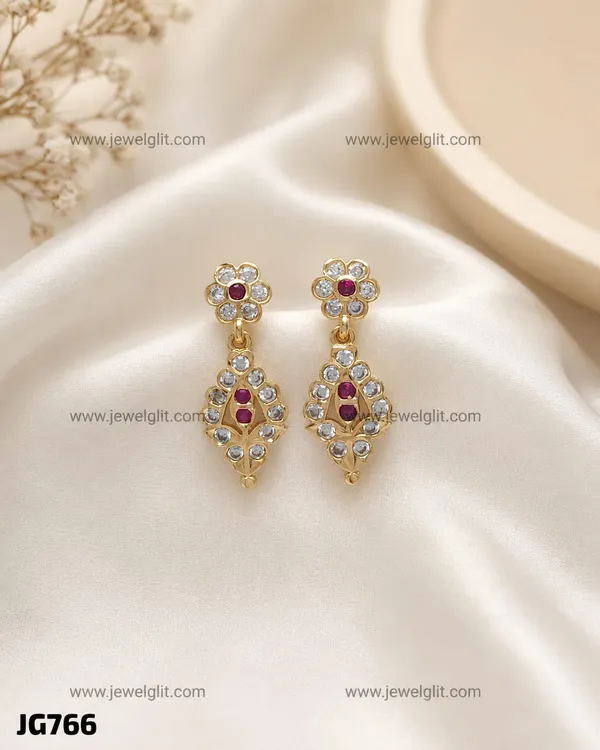 PREMIUM_GOLD_PLATED_FLORAL_CZ_STONE_DROP_EARRINGS_FOR_WOMEN_&_GIRLS