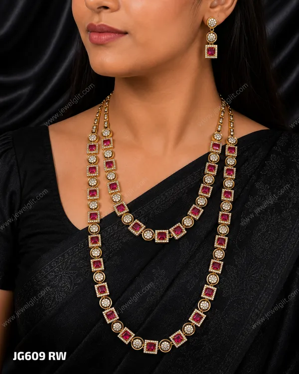 HERITAGE_GLOW_MATTE_LONG_HARAM_AND_SHORT_NECKLACE_WITH_EARRINGS