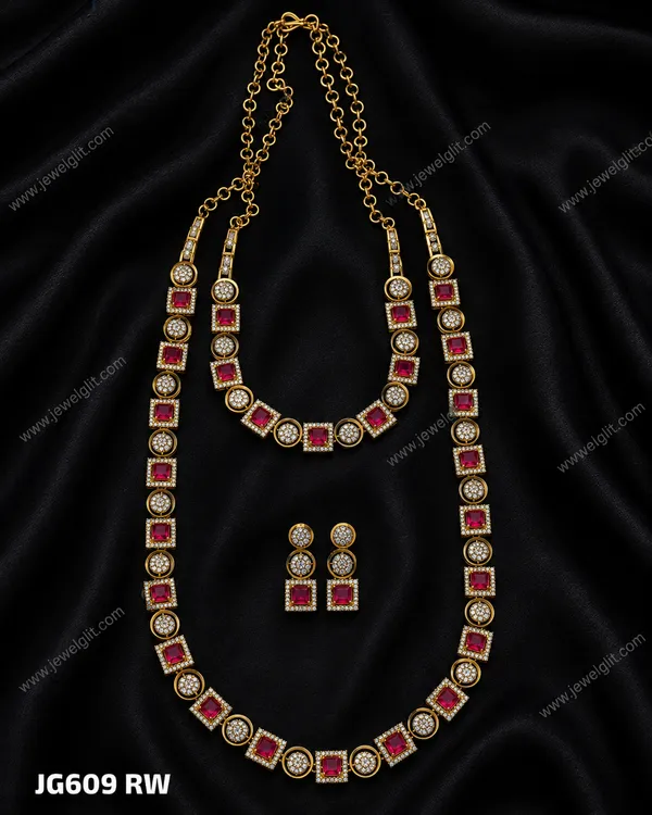 HERITAGE_GLOW_MATTE_LONG_HARAM_AND_SHORT_NECKLACE_WITH_EARRINGS