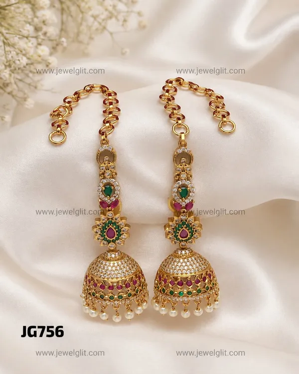 Matte_Gold_Finish_CZ_Stone_&_Pearl_Jhumka_Earrings_for_Women