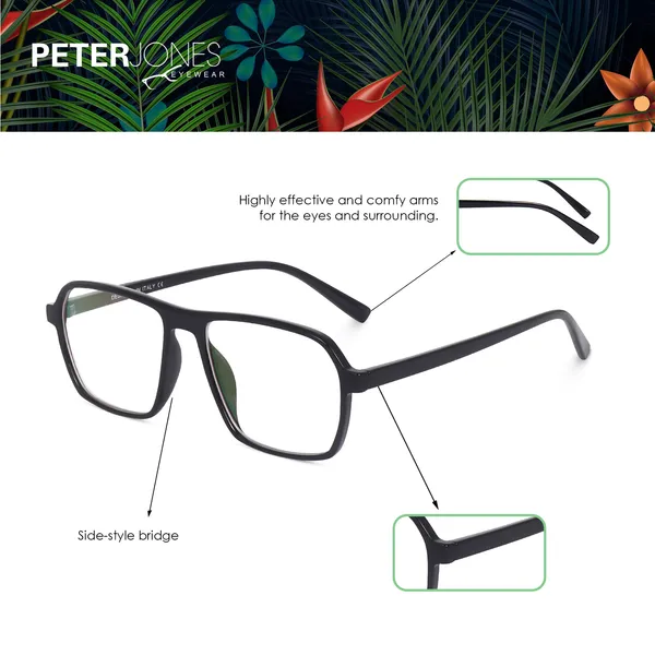 Peter_Jones_Eyewear_Black_Square_Unisex_Medium_Sleek_Optical_Frame_with_Anti_Glare_Lenses_(AG216B)
