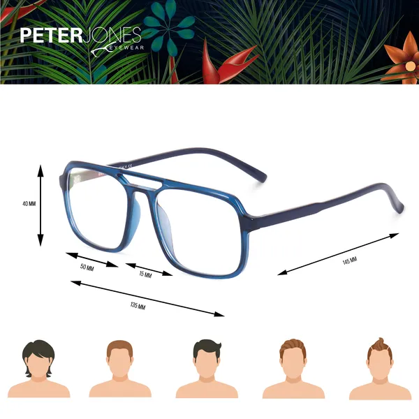 Peter_Jones_Eyewear_Blue_Square_Unisex_Medium_Sleek_Optical_Frame_with_Anti_Glare_Lenses_(AG218BL)