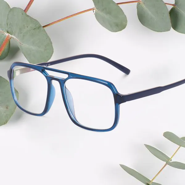 Peter_Jones_Eyewear_Blue_Square_Unisex_Medium_Sleek_Optical_Frame_with_Anti_Glare_Lenses_(AG218BL)