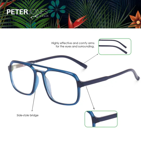 Peter_Jones_Eyewear_Blue_Square_Unisex_Medium_Sleek_Optical_Frame_with_Anti_Glare_Lenses_(AG218BL)