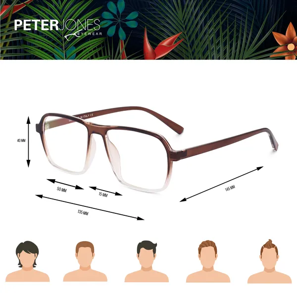Peter_Jones_Eyewear_Brown_Square_Unisex_Medium_Sleek_Optical_Frame_with_Anti_Glare_Lenses_(AG216BR)