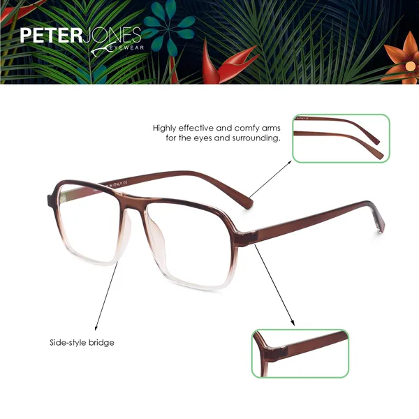 Peter_Jones_Eyewear_Brown_Square_Unisex_Medium_Sleek_Optical_Frame_with_Anti_Glare_Lenses_(AG216BR)