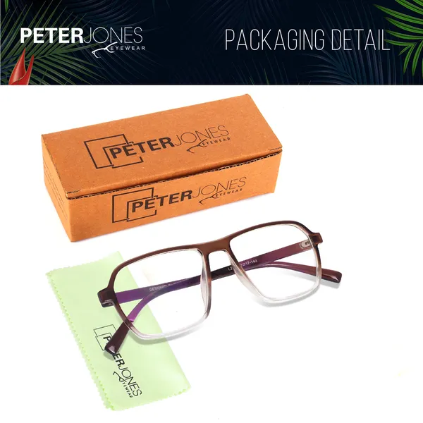 Peter_Jones_Eyewear_Brown_Square_Unisex_Medium_Sleek_Optical_Frame_with_Anti_Glare_Lenses_(AG216BR)
