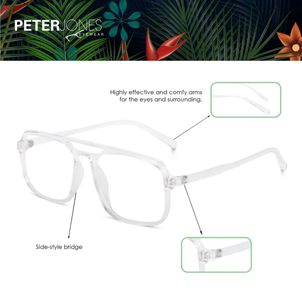 Peter_Jones_Eyewear_Clear_Transparent_Square_Unisex_Medium_Sleek_Optical_Frame_with_Anti_Glare_Lenses_(AG218T)