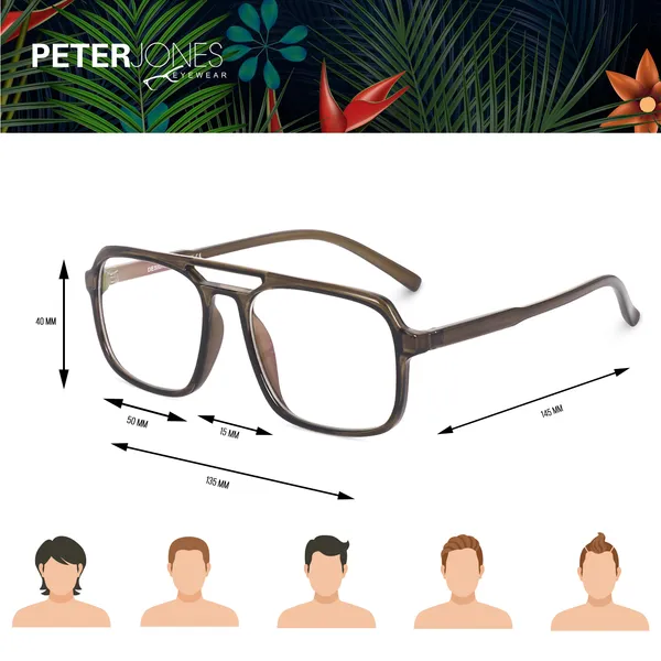Peter_Jones_Eyewear_Green_Square_Unisex_Medium_Sleek_Optical_Frame_with_Anti_Glare_Lenses_(AG218GR)