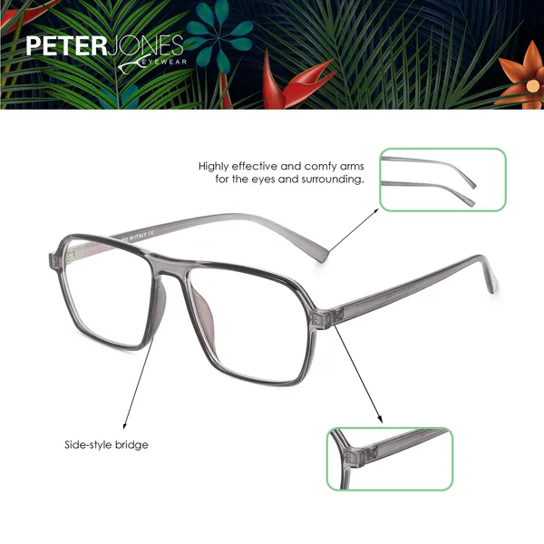 Peter_Jones_Eyewear_Grey_Square_Unisex_Medium_Sleek_Optical_Frame_with_Anti_Glare_Lenses_(AG216GT)