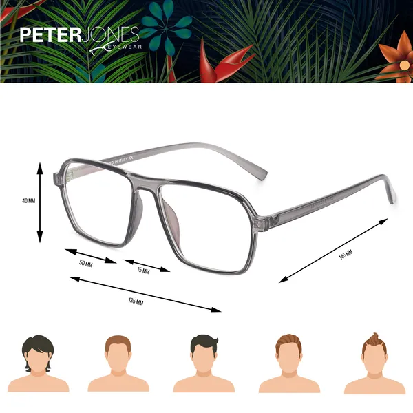 Peter_Jones_Eyewear_Grey_Square_Unisex_Medium_Sleek_Optical_Frame_with_Anti_Glare_Lenses_(AG216GT)