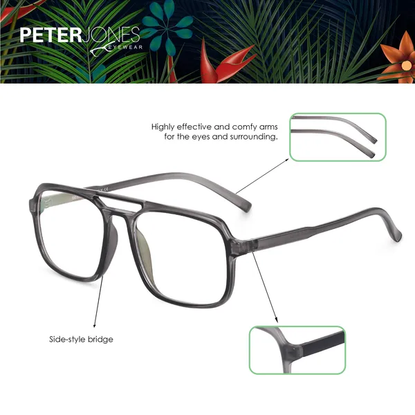 Peter_Jones_Eyewear_Grey_Square_Unisex_Medium_Sleek_Optical_Frame_with_Anti_Glare_Lenses_(AG218GT)