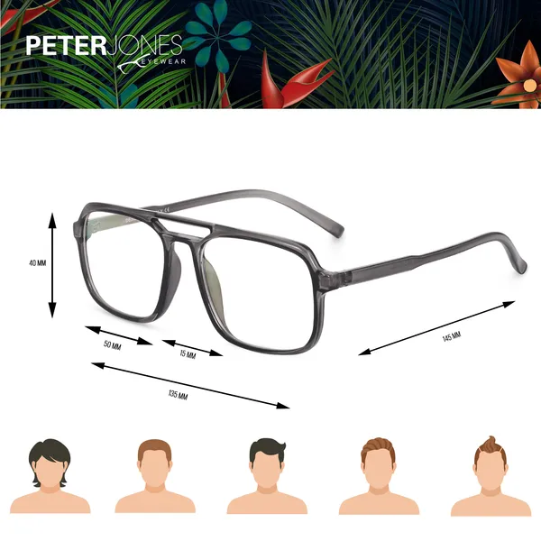 Peter_Jones_Eyewear_Grey_Square_Unisex_Medium_Sleek_Optical_Frame_with_Anti_Glare_Lenses_(AG218GT)
