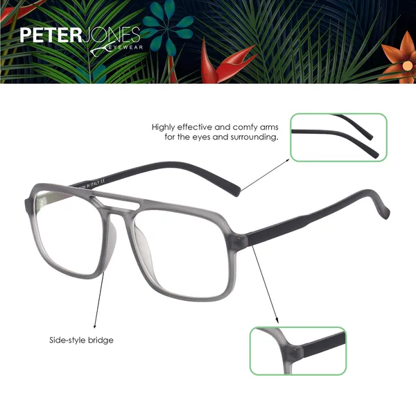Peter_Jones_Eyewear_Square_Grey_Unisex_Medium_Sleek_Optical_Frame_with_Anti_Glare_Lenses_(AG218GB)