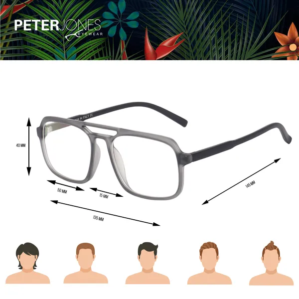 Peter_Jones_Eyewear_Square_Grey_Unisex_Medium_Sleek_Optical_Frame_with_Anti_Glare_Lenses_(AG218GB)