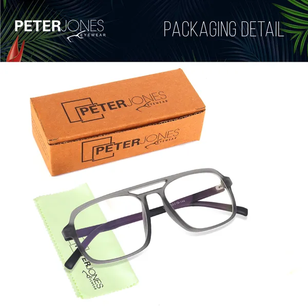 Peter_Jones_Eyewear_Square_Grey_Unisex_Medium_Sleek_Optical_Frame_with_Anti_Glare_Lenses_(AG218GB)