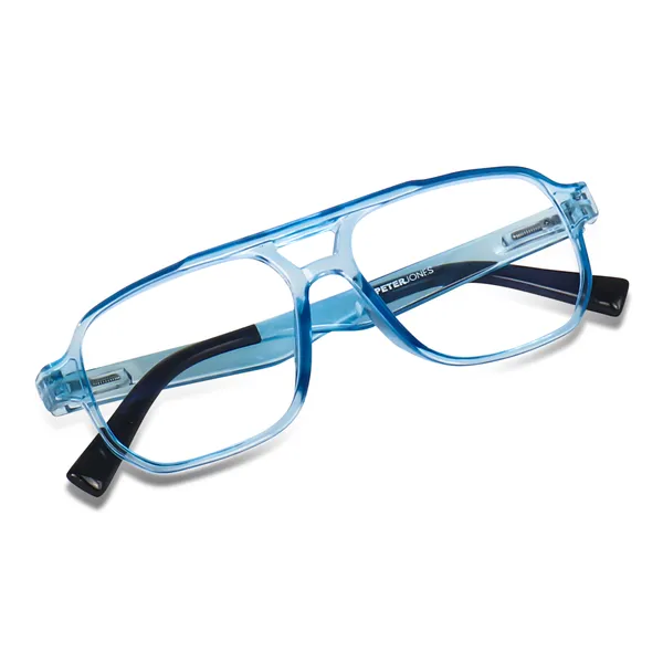 Peter_Jones_I_Zero_Power_Blue_Cut_Computer/Gaming_Glasses_I_Aqua_Blue_Color_I_Square_Shape_I_Gaming_Glasses_I_UV_Protected_&_Blocks_Harmful_Rays_I_Men_&_Women_I_Large_Size_AG740TBL
