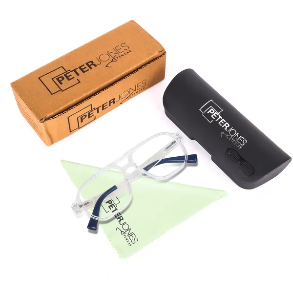 Peter_Jones_I_Zero_Power_Blue_Cut_Computer/Gaming_Glasses_I_Clear_Transparent_Color_I_Square_Shape_I_Gaming_Glasses_I_UV_Protected_&_Blocks_Harmful_Rays_I_Men_&_Women_I_Large_Size_AG740T