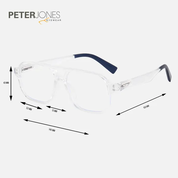 Peter_Jones_I_Zero_Power_Blue_Cut_Computer/Gaming_Glasses_I_Clear_Transparent_Color_I_Square_Shape_I_Gaming_Glasses_I_UV_Protected_&_Blocks_Harmful_Rays_I_Men_&_Women_I_Large_Size_AG740T