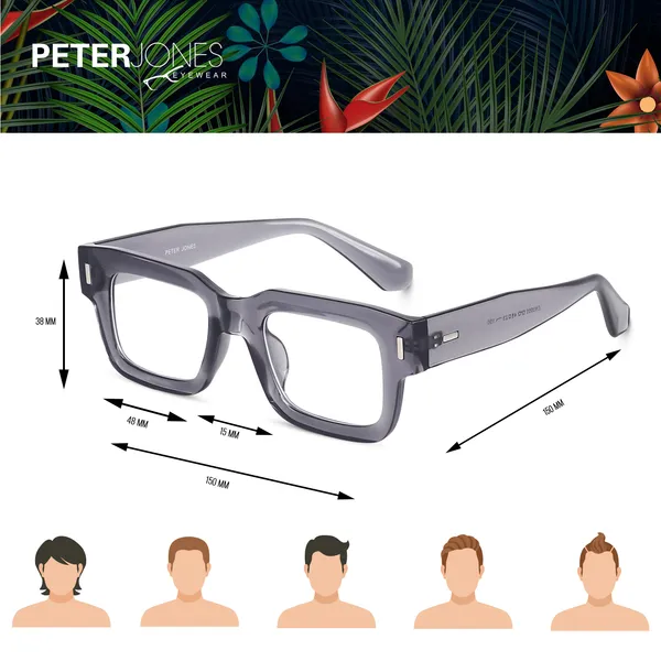 Peter_Jones_Transparent_Grey_Square_Unisex_Blue_Light_Blocking_Computer/Gaming_Glasses_(3688FGT)