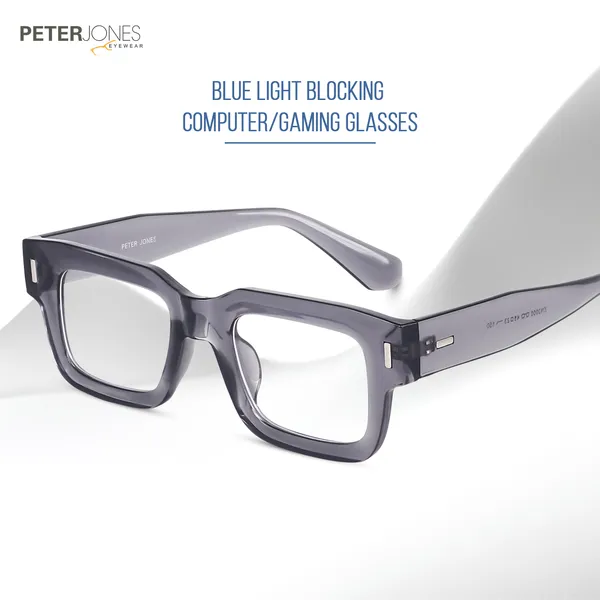 Peter_Jones_Transparent_Grey_Square_Unisex_Blue_Light_Blocking_Computer/Gaming_Glasses_(3688FGT)
