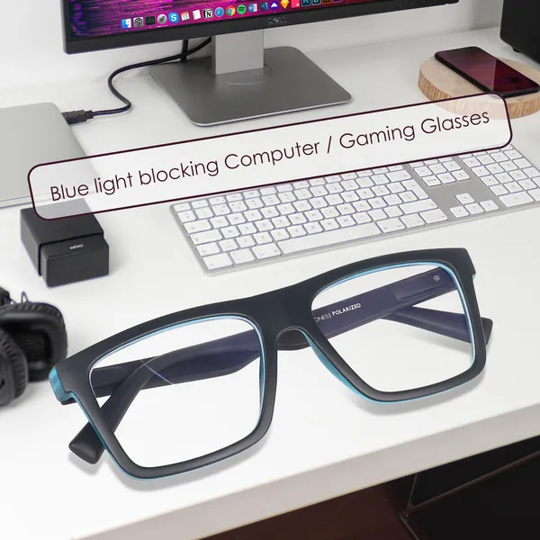 Peter_Jones_Unisex_Zero_Power_Blue_Cut__Black_Color_Computer/Gaming_Glasses_Square_Frame_UV_Protected