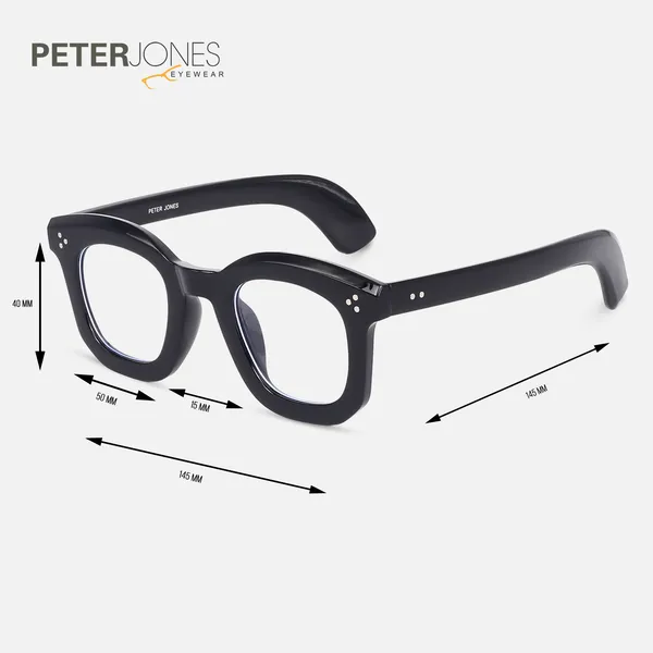 Peter_Jones_Unisex_Zero_Power_Blue_Cut__Black_Color_Computer/Gaming_Glasses_Square_Frame_UV_Protected