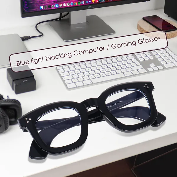 Peter_Jones_Unisex_Zero_Power_Blue_Cut__Black_Color_Computer/Gaming_Glasses_Square_Frame_UV_Protected