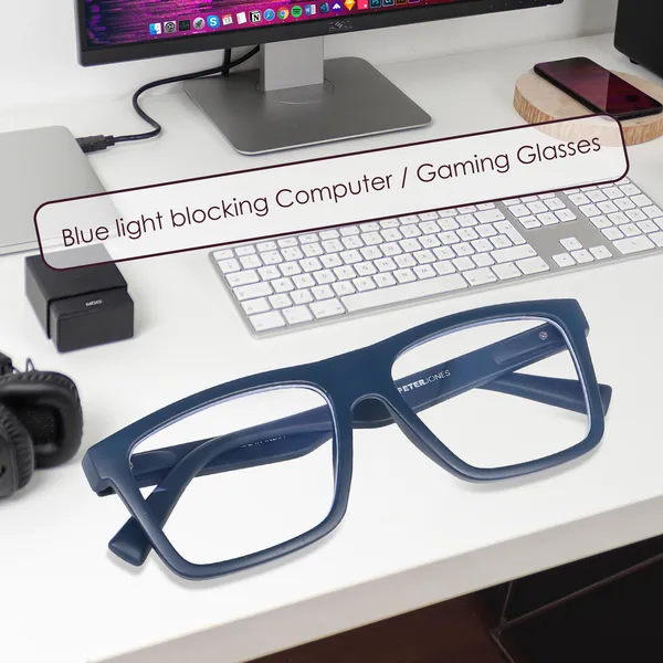 Peter_Jones_Unisex_Zero_Power_Blue_Cut__Blue_Color_Computer/Gaming_Glasses_Square_Frame_UV_Protected