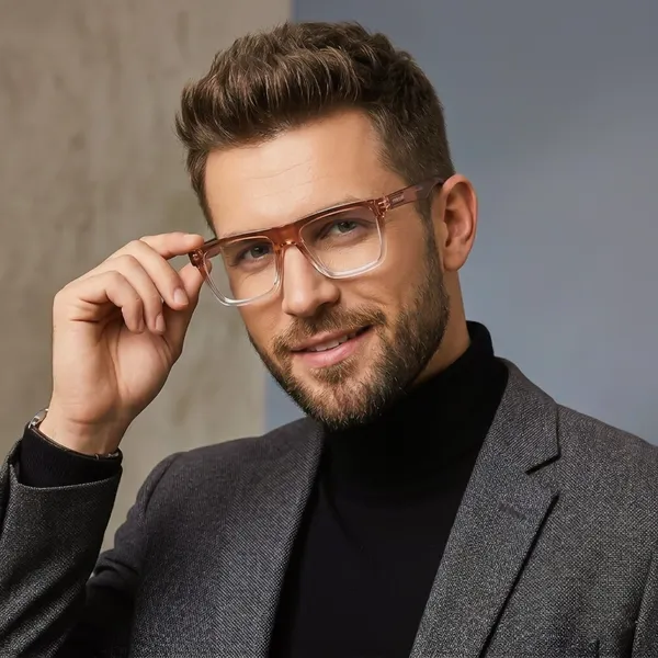Peter_Jones_Unisex_Zero_Power_Blue_Cut__Brown_Color_Computer/Gaming_Glasses_Square_Frame_UV_Protected