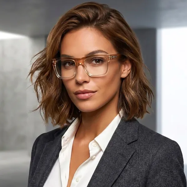 Peter_Jones_Unisex_Zero_Power_Blue_Cut__Brown_Color_Computer/Gaming_Glasses_Square_Frame_UV_Protected