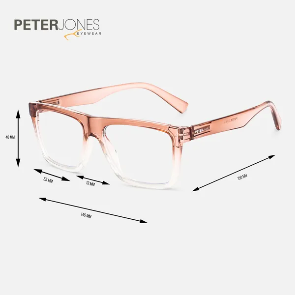 Peter_Jones_Unisex_Zero_Power_Blue_Cut__Brown_Color_Computer/Gaming_Glasses_Square_Frame_UV_Protected