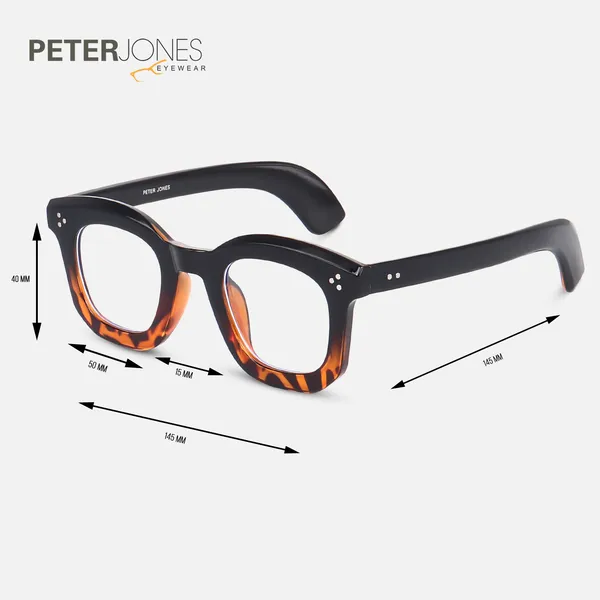 Peter_Jones_Unisex_Zero_Power_Blue_Cut__Demi_Brown_Color_Computer/Gaming_Glasses_Square_Frame_UV_Protected