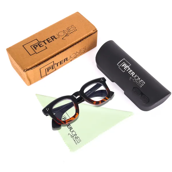Peter_Jones_Unisex_Zero_Power_Blue_Cut__Demi_Brown_Color_Computer/Gaming_Glasses_Square_Frame_UV_Protected