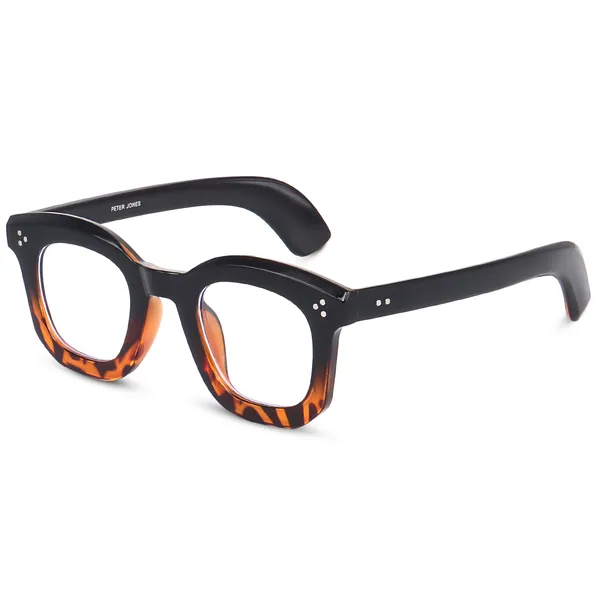 Peter_Jones_Unisex_Zero_Power_Blue_Cut__Demi_Brown_Color_Computer/Gaming_Glasses_Square_Frame_UV_Protected