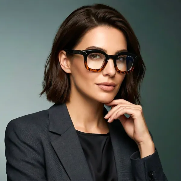 Peter_Jones_Unisex_Zero_Power_Blue_Cut__Demi_Brown_Color_Computer/Gaming_Glasses_Square_Frame_UV_Protected