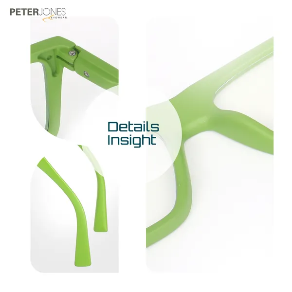 Peter_Jones_Unisex_Zero_Power_Blue_Cut__Green_Color_Computer/Gaming_Glasses_Square_Frame_UV_Protected