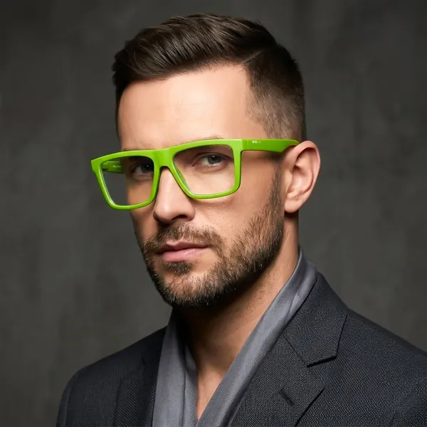 Peter_Jones_Unisex_Zero_Power_Blue_Cut__Green_Color_Computer/Gaming_Glasses_Square_Frame_UV_Protected