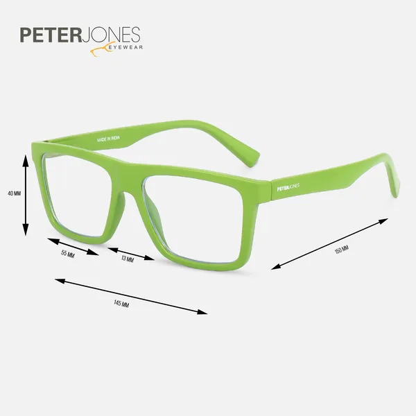 Peter_Jones_Unisex_Zero_Power_Blue_Cut__Green_Color_Computer/Gaming_Glasses_Square_Frame_UV_Protected