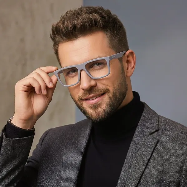Peter_Jones_Unisex_Zero_Power_Blue_Cut__Grey_Color_Computer/Gaming_Glasses_Square_Frame_UV_Protected