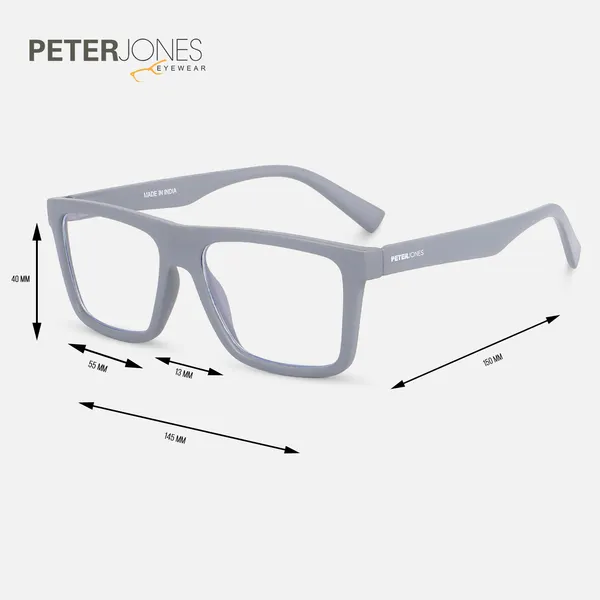 Peter_Jones_Unisex_Zero_Power_Blue_Cut__Grey_Color_Computer/Gaming_Glasses_Square_Frame_UV_Protected