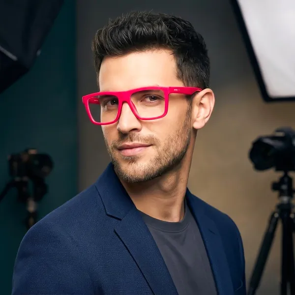 Peter_Jones_Unisex_Zero_Power_Blue_Cut__Hot_Pink_Color_Computer/Gaming_Glasses_Square_Frame_UV_Protected