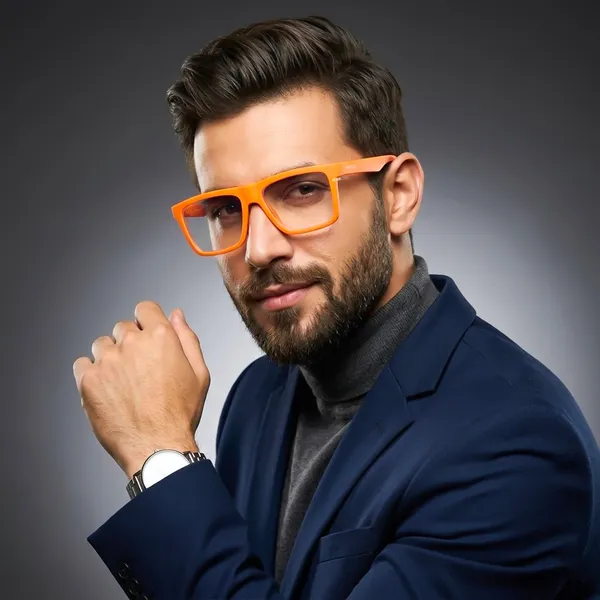Peter_Jones_Unisex_Zero_Power_Blue_Cut__Orange_Color_Computer/Gaming_Glasses_Square_Frame_UV_Protected