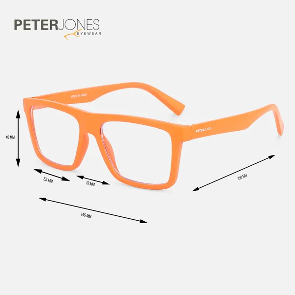 Peter_Jones_Unisex_Zero_Power_Blue_Cut__Orange_Color_Computer/Gaming_Glasses_Square_Frame_UV_Protected