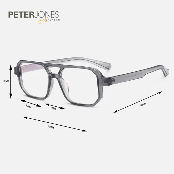 Peter_Jones__I_Aqua_Grey_Color_I_Unisex_I__Medium_Size_I_Square_Frame_I_Anti_Glare_Lenses_I_Optical_Frame_(2325GT)