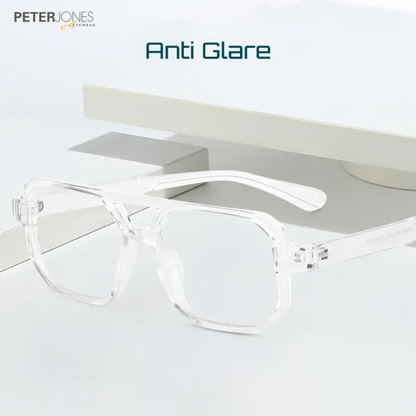 Peter_Jones__I_Transparent_Color_I_Unisex_I__Medium_Size_I_Square_Frame_I_Anti_Glare_Lenses_I_Optical_Frame_(2325T)