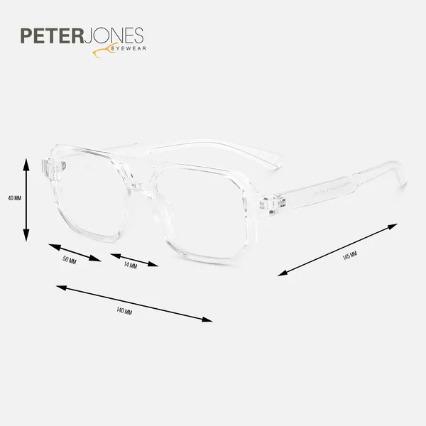 Peter_Jones__I_Transparent_Color_I_Unisex_I__Medium_Size_I_Square_Frame_I_Anti_Glare_Lenses_I_Optical_Frame_(2325T)